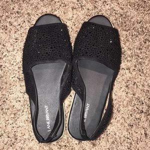 lane Bryant Black sparkly slip on sandals